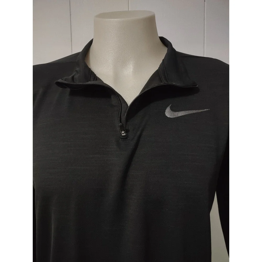 Nike Pullover Mens M Black‎ Dri-FIT Quarter Zip Long Sleeve Training Top Heather